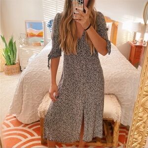 MANGO Ditsy Floral Short Sleeve Button Up Midi Dress Size 8